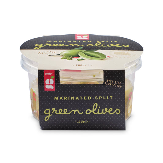 Marinated Green Split Olives 200g