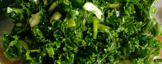 Kale and cucumber salad with avocado dressing