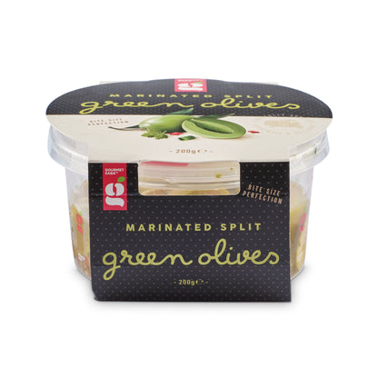 Marinated Green Split Olives 200g