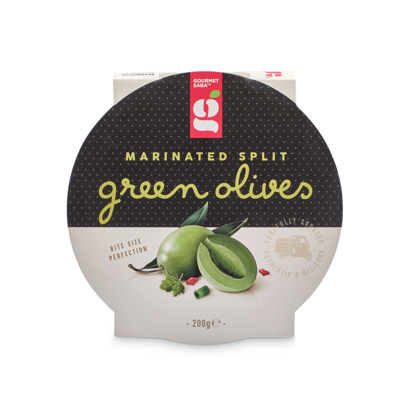 Marinated Green Split Olives 200g