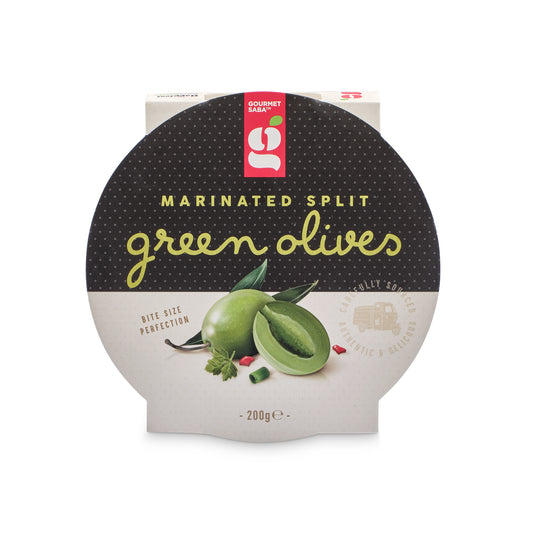 Marinated Green Split Olives 200g